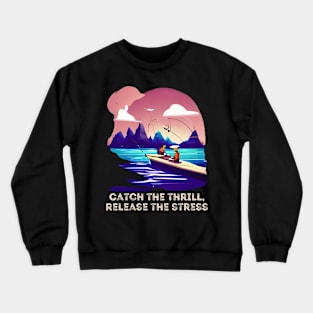 Fishing : Catch the Thrill, Release The Stress Crewneck Sweatshirt